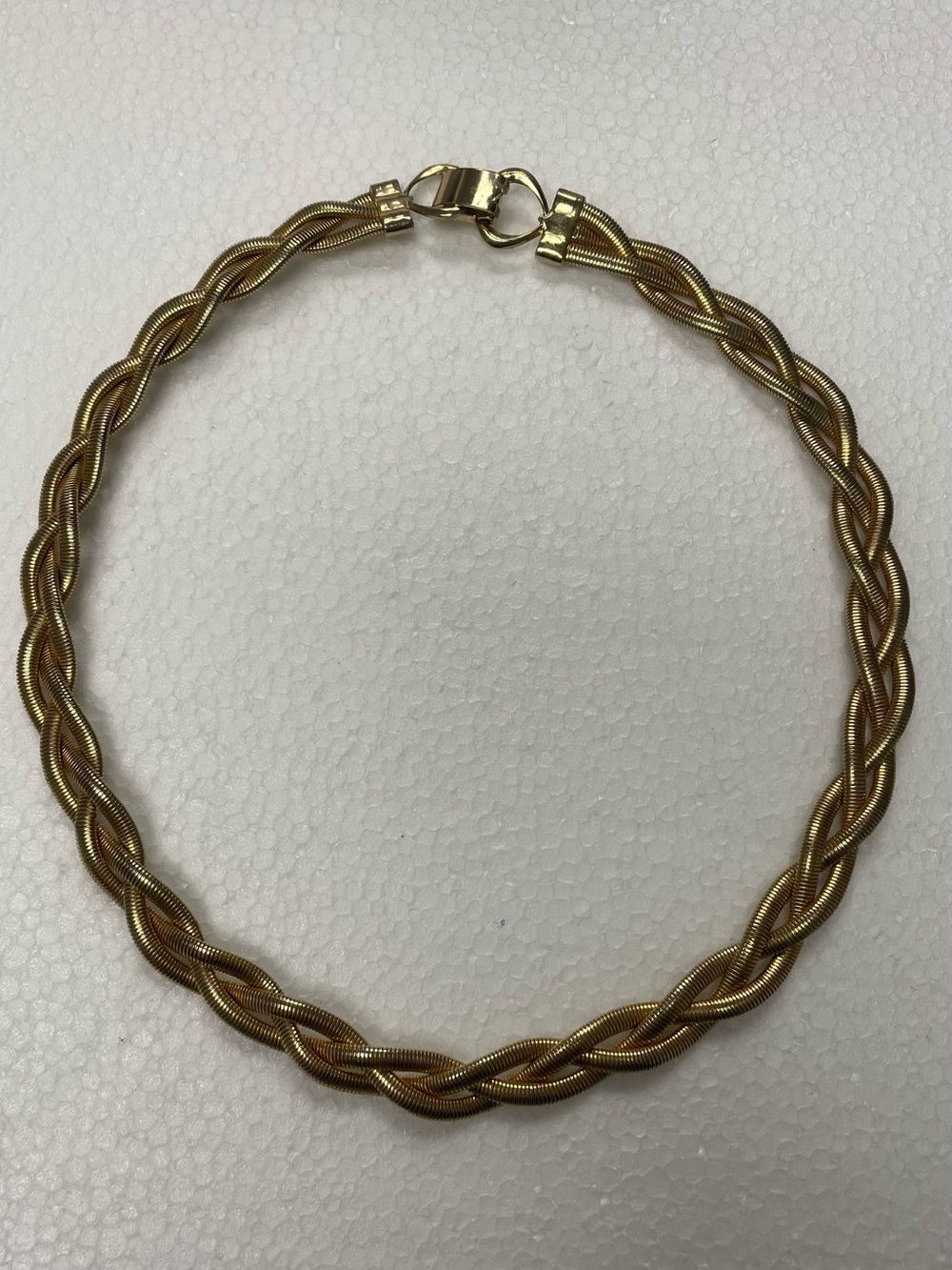VTG Coro gold-tone braided triple-strand snake chain Choker Necklace